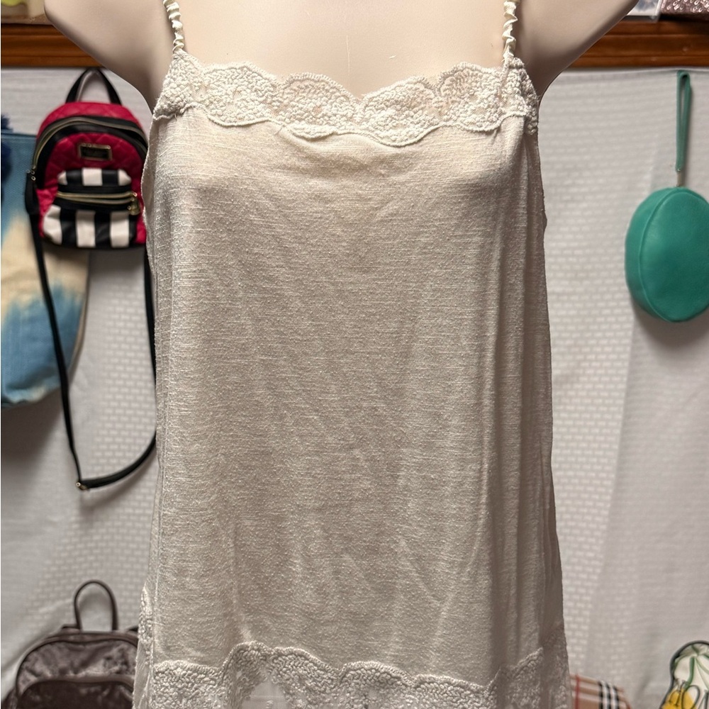 Lace-Trim Cream Camisole Slip
